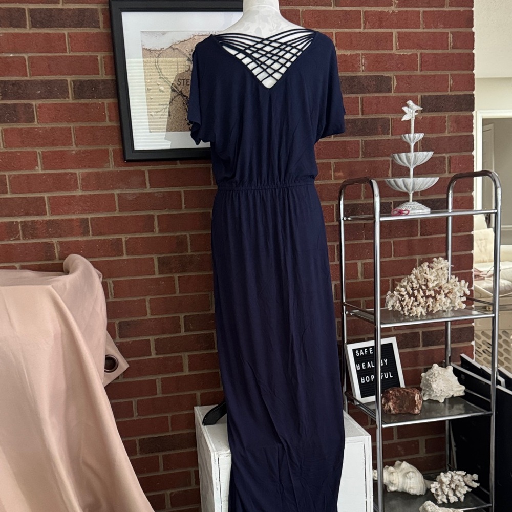 Chico's Deep Blue Tee Shirt Maxi Dress - Picture 6 of 8